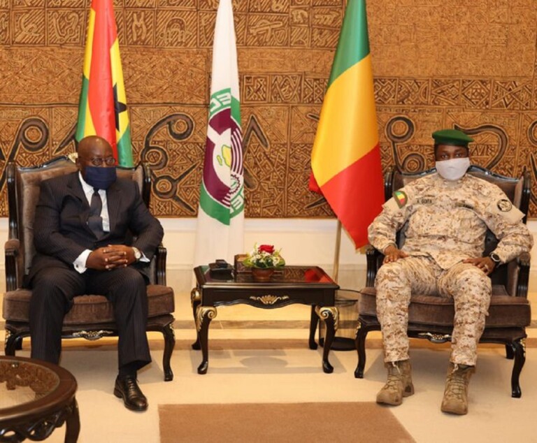 Le prÃ©sident du Ghana Nana Akufo-Addo, prÃ©sident en exercice de la CommunautÃ© Ã©conomique des Ã‰tats de lâ€™Afrique de lâ€™Ouest (CÃ©dÃ©ao), s'est entretenu Ã  huis clos avec le prÃ©sident de la Transition le colonel Assimi GOITA (dimanche 17 octobre)