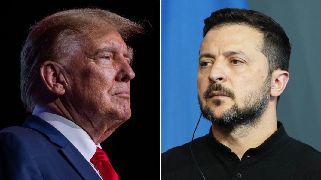 L'ancien prÃ©sident Donald Trump et le prÃ©sident ukrainien Volodymyr Zelensky. Getty Images